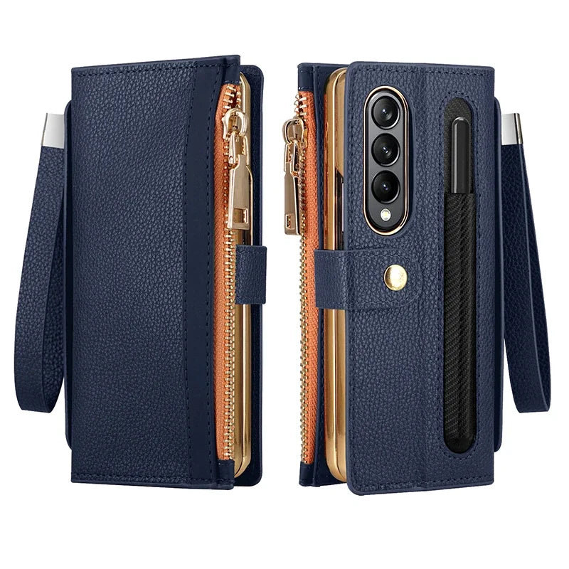 wallet pen cas z fold bleu