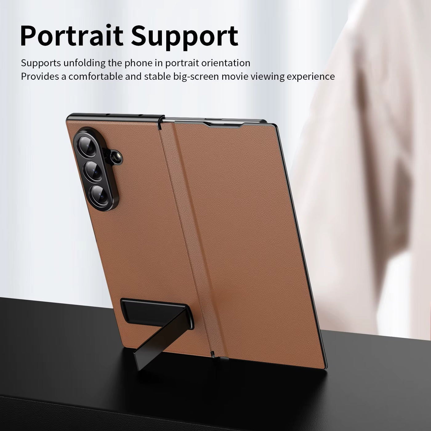 LuxEdge Fold 7,6,5,4– Ultra-Slim Leather Alloy Bracket Case
