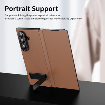 LuxEdge Fold 7,6,5,4– Ultra-Slim Leather Alloy Bracket Case