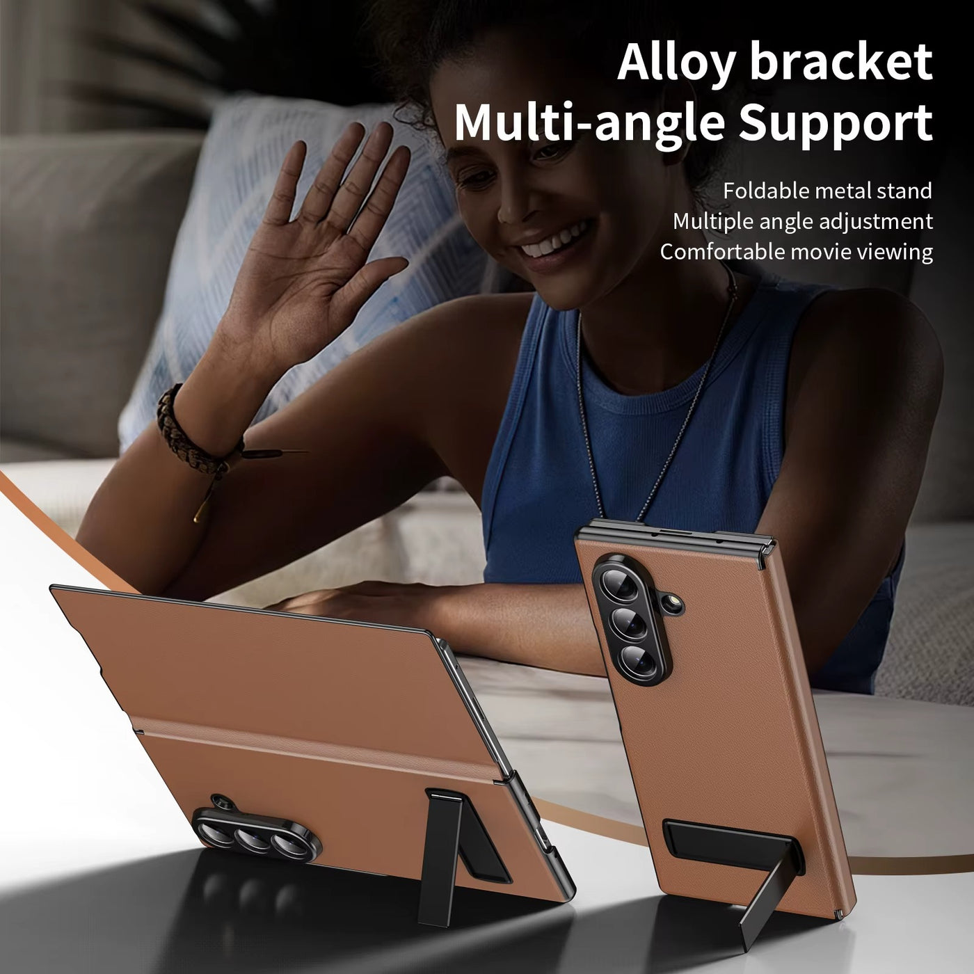 LuxEdge Fold 7,6,5,4– Ultra-Slim Leather Alloy Bracket Case