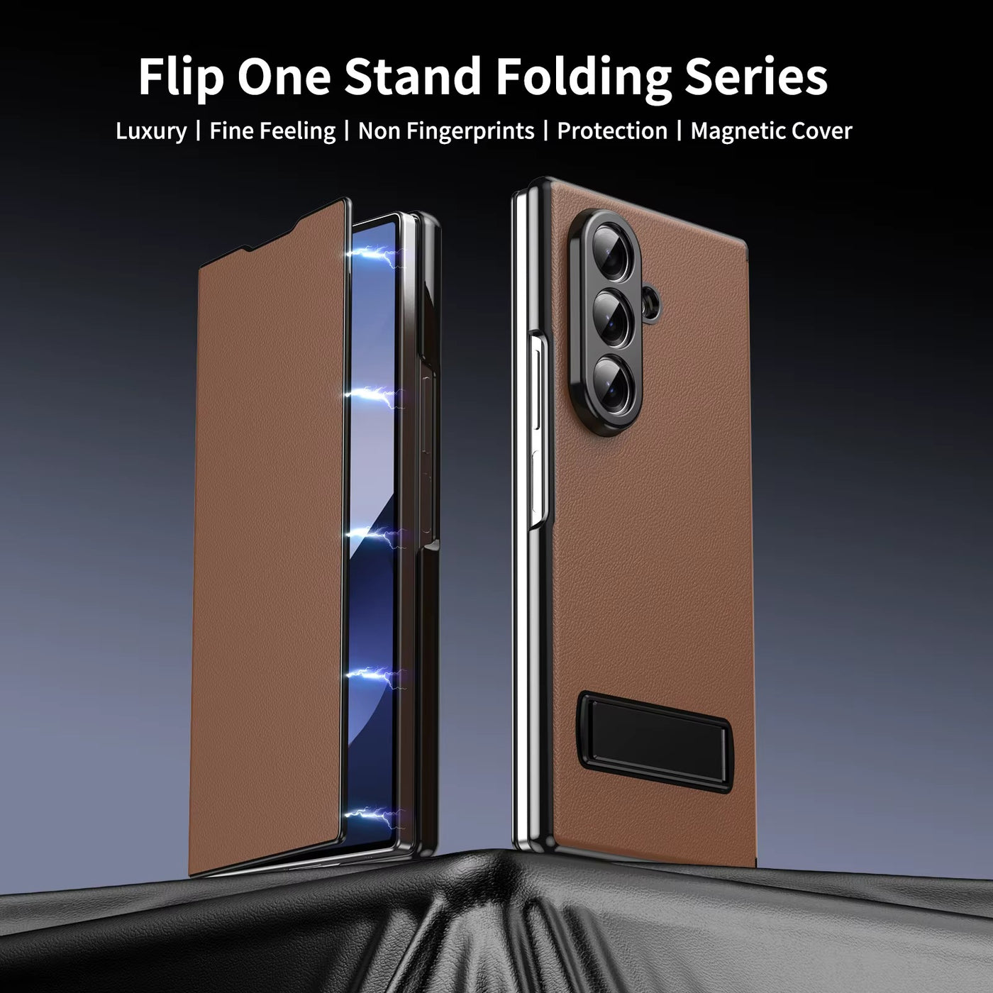 LuxEdge Fold 7,6,5,4– Ultra-Slim Leather Alloy Bracket Case
