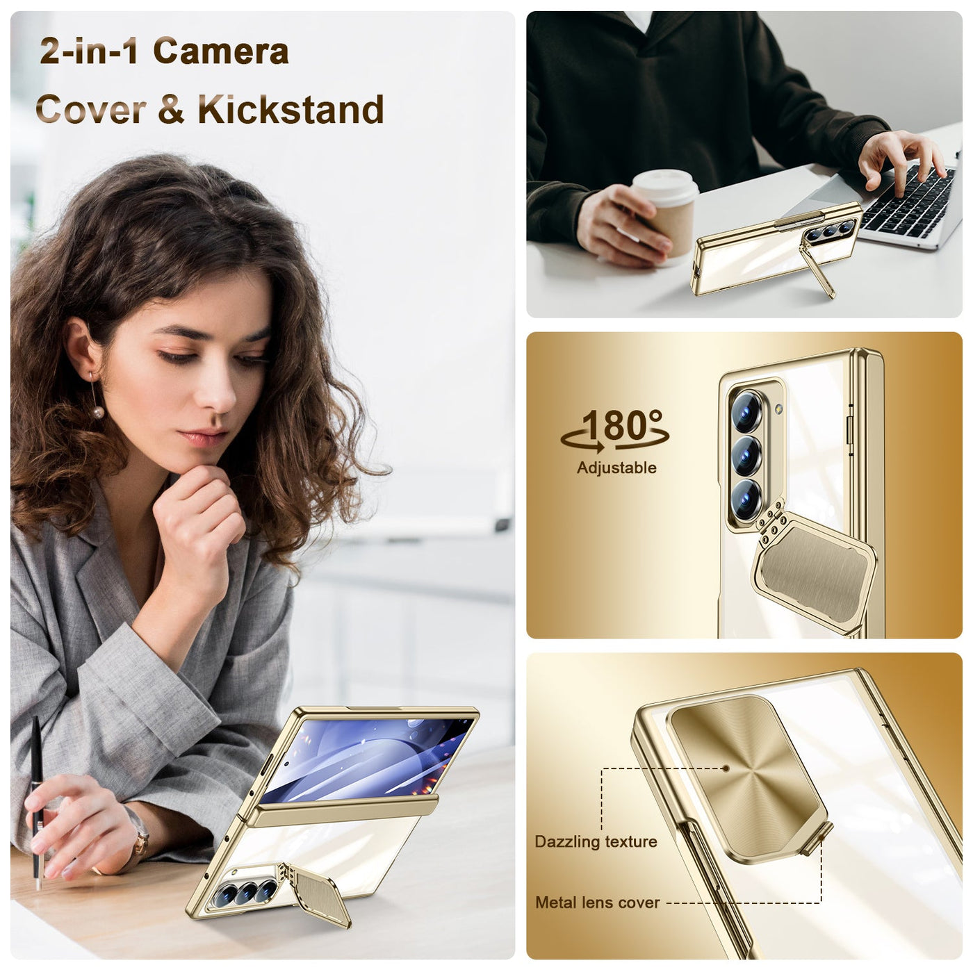 Z Fold 6 Clear Camera Cover Kickstand Case