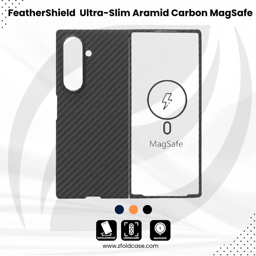 FeatherShield –  Z Fold 7, 6 Ultra-Slim Kevlar® Aramid Carbon MagSafe Case