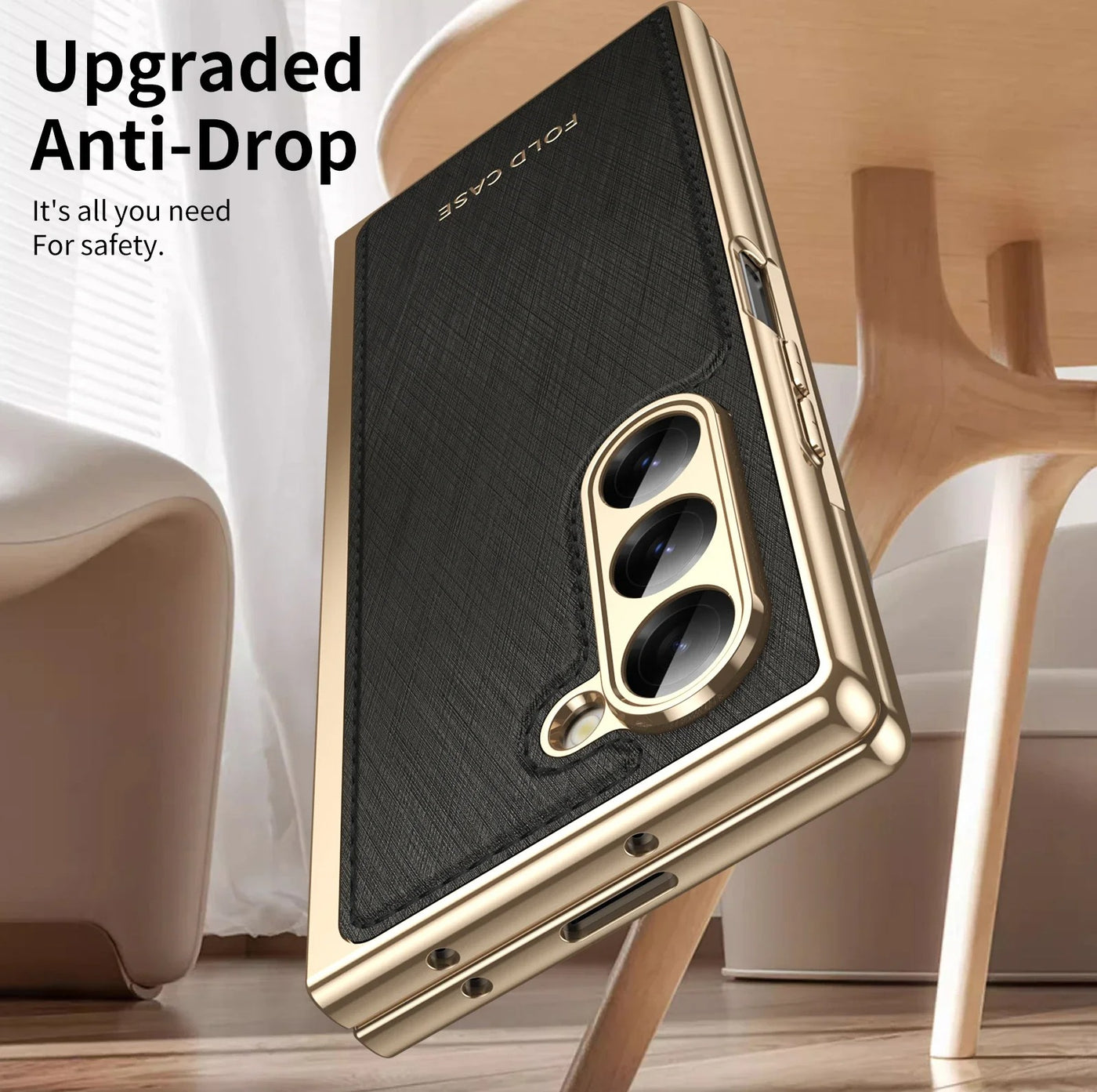 GoldenWeave Fold 7,6,5,4 Ultra-Slim Leather  Hinge & Screen Protection Case