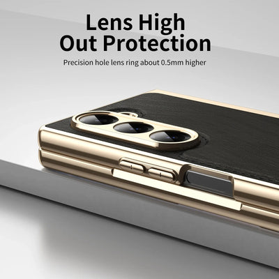 GoldenWeave Fold 7,6,5,4 Ultra-Slim Leather  Hinge & Screen Protection Case