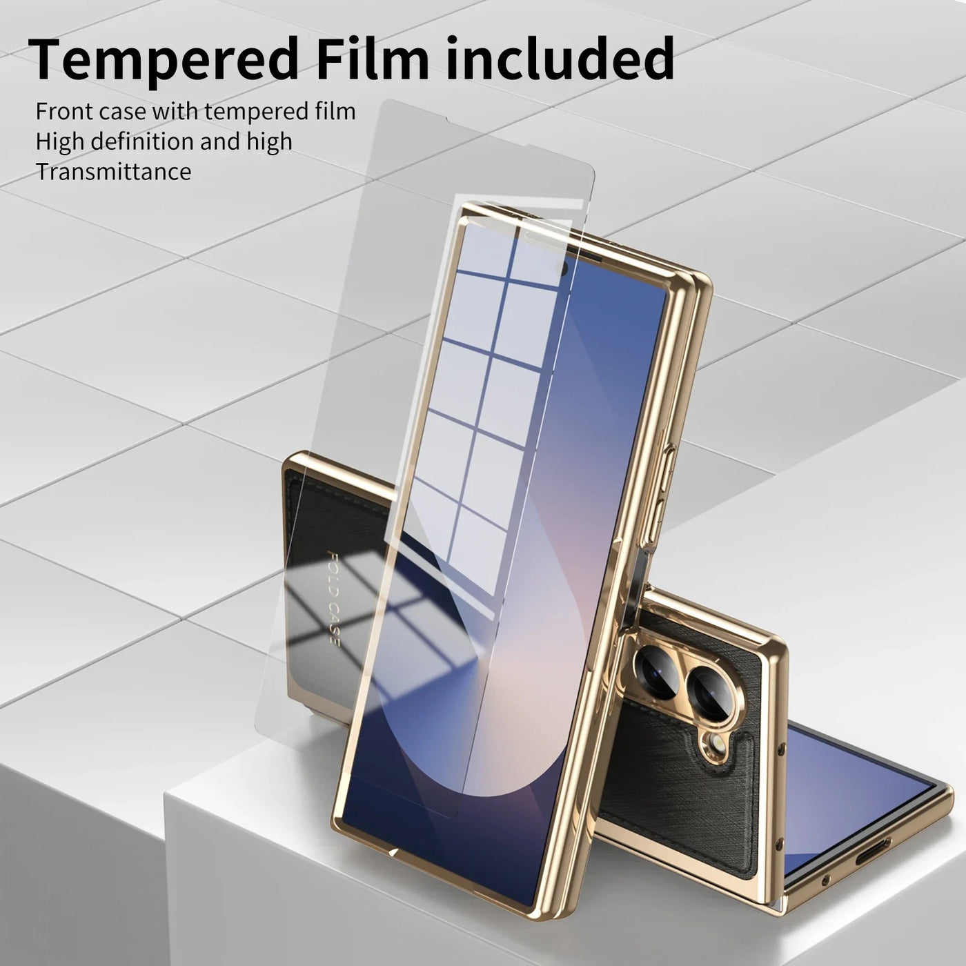 GoldenWeave Fold 7,6,5,4 Ultra-Slim Leather  Hinge & Screen Protection Case