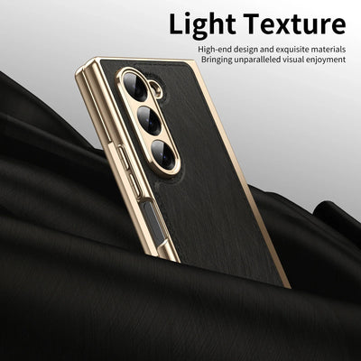 GoldenWeave Fold 7,6,5,4 Ultra-Slim Leather  Hinge & Screen Protection Case