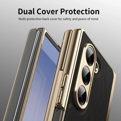 GoldenWeave Fold 7,6,5,4 Ultra-Slim Leather  Hinge & Screen Protection Case