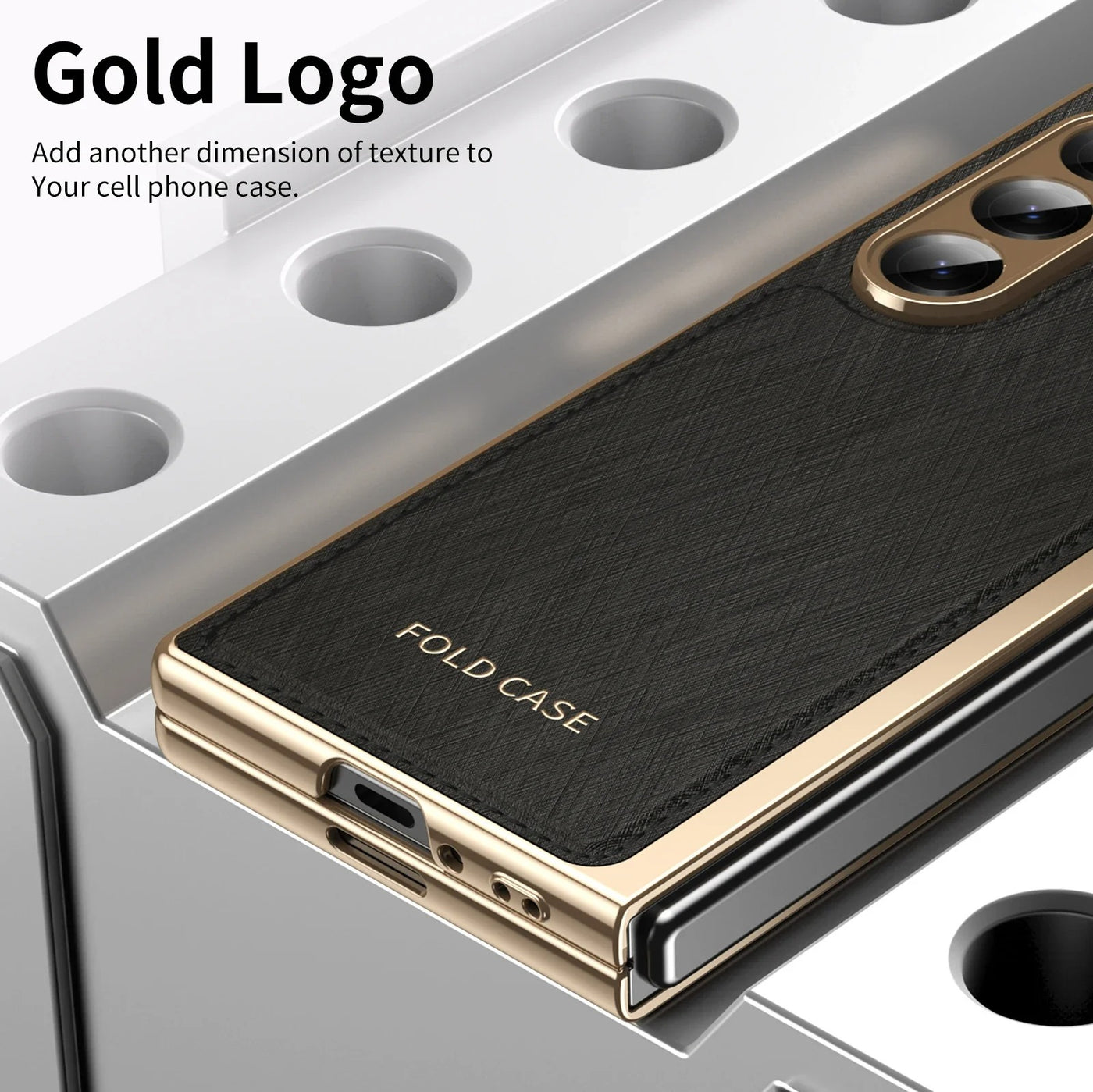 GoldenWeave Fold 7,6,5,4 Ultra-Slim Leather  Hinge & Screen Protection Case