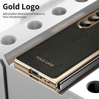 GoldenWeave Fold 7,6,5,4 Ultra-Slim Leather  Hinge & Screen Protection Case