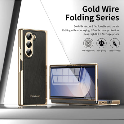 GoldenWeave Fold 7,6,5,4 Ultra-Slim Leather  Hinge & Screen Protection Case