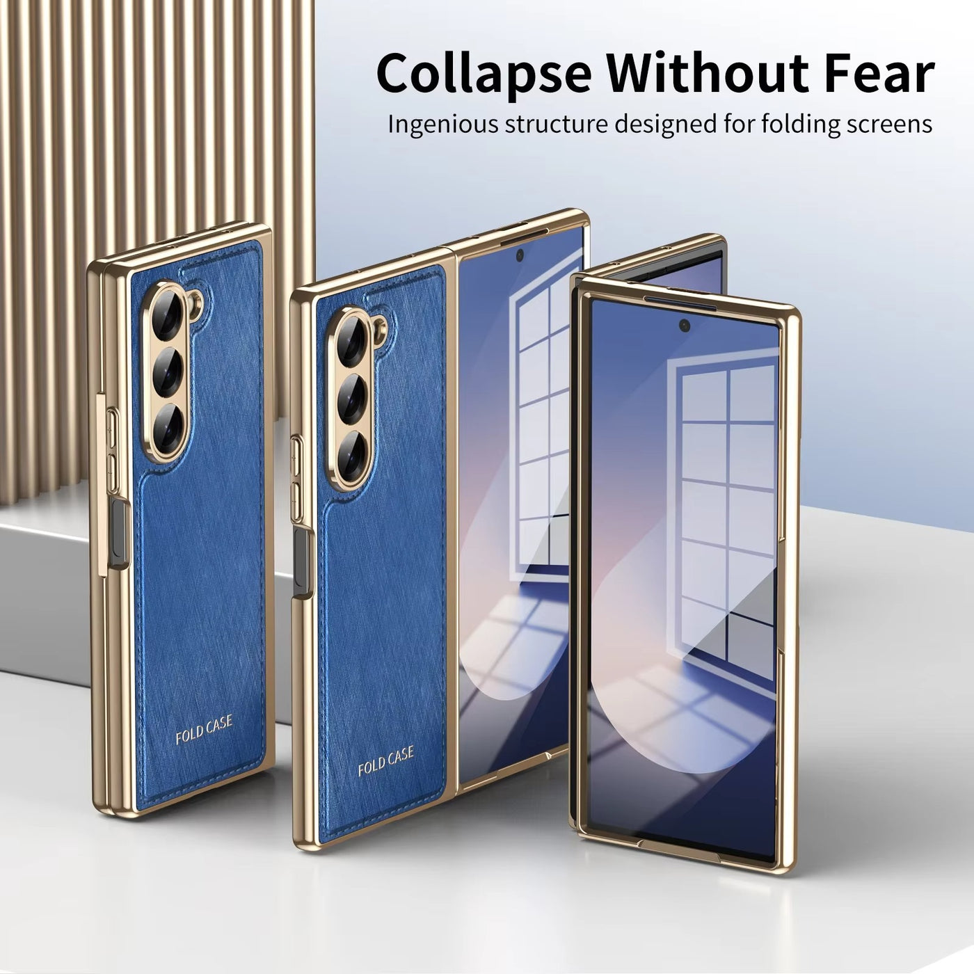 GoldenWeave Fold 7,6,5,4 Ultra-Slim Leather  Hinge & Screen Protection Case