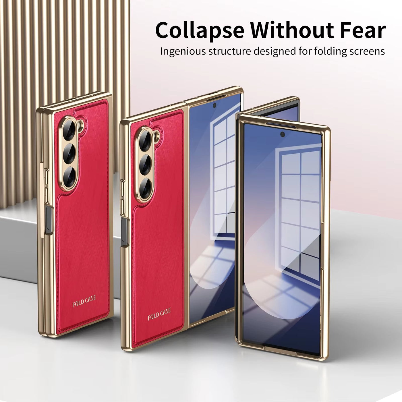 GoldenWeave Fold 7,6,5,4 Ultra-Slim Leather  Hinge & Screen Protection Case