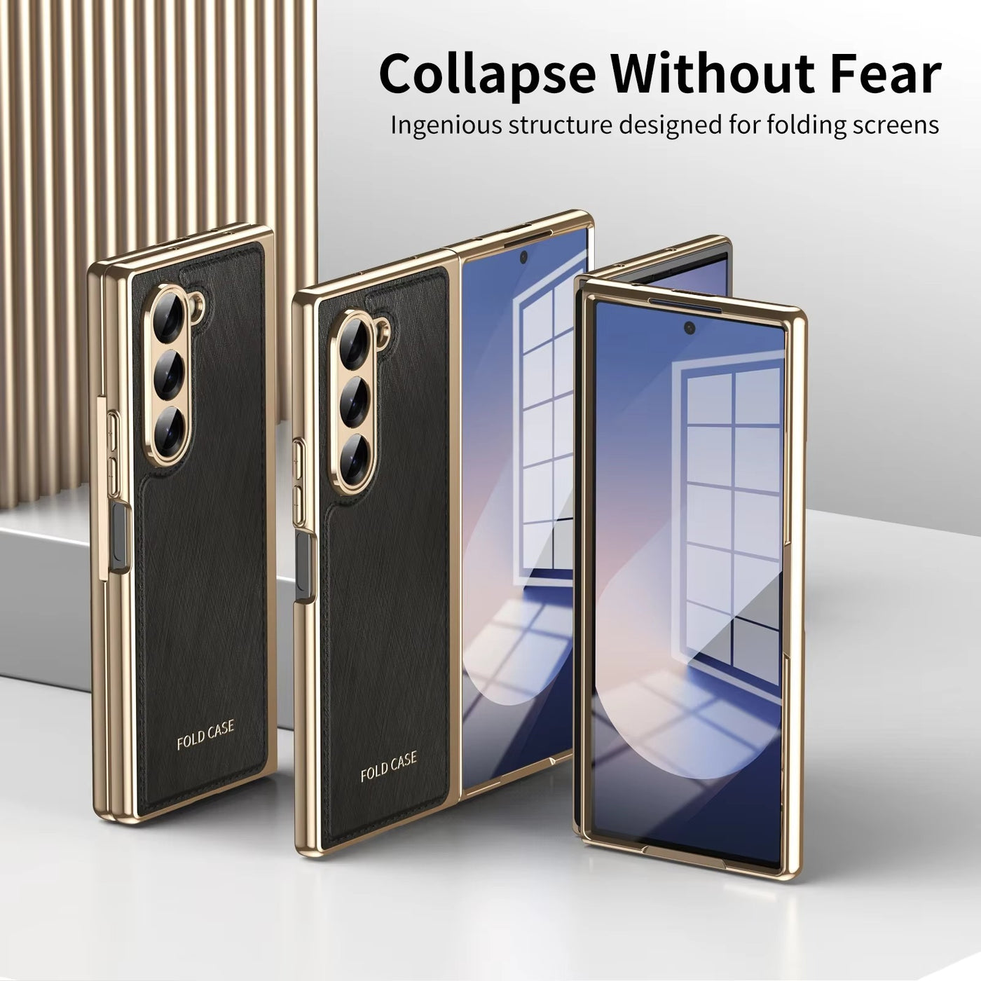 GoldenWeave Fold 7,6,5,4 Ultra-Slim Leather  Hinge & Screen Protection Case