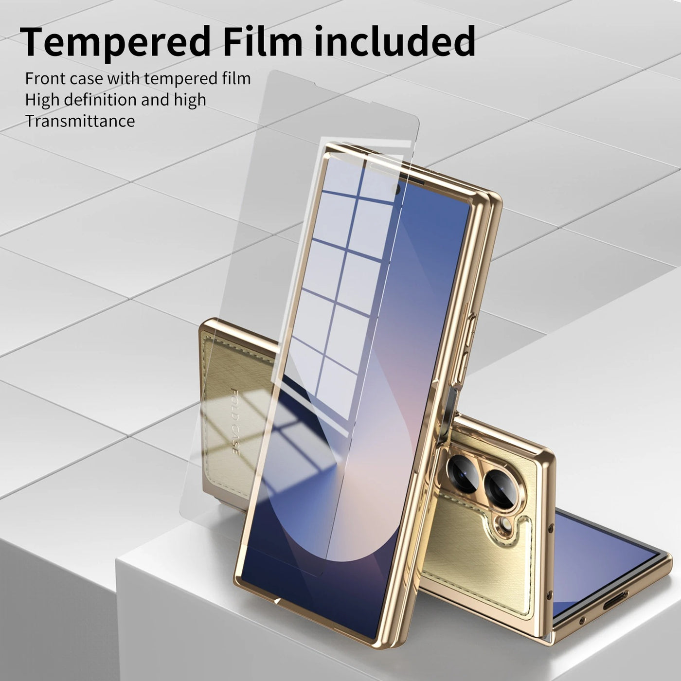 GoldFold Pro – Luxury Leather Z Fold Case with MagSafe & Hinge Protection