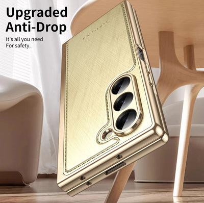 GoldFold Pro – Luxury Leather Z Fold Case with MagSafe & Hinge Protection