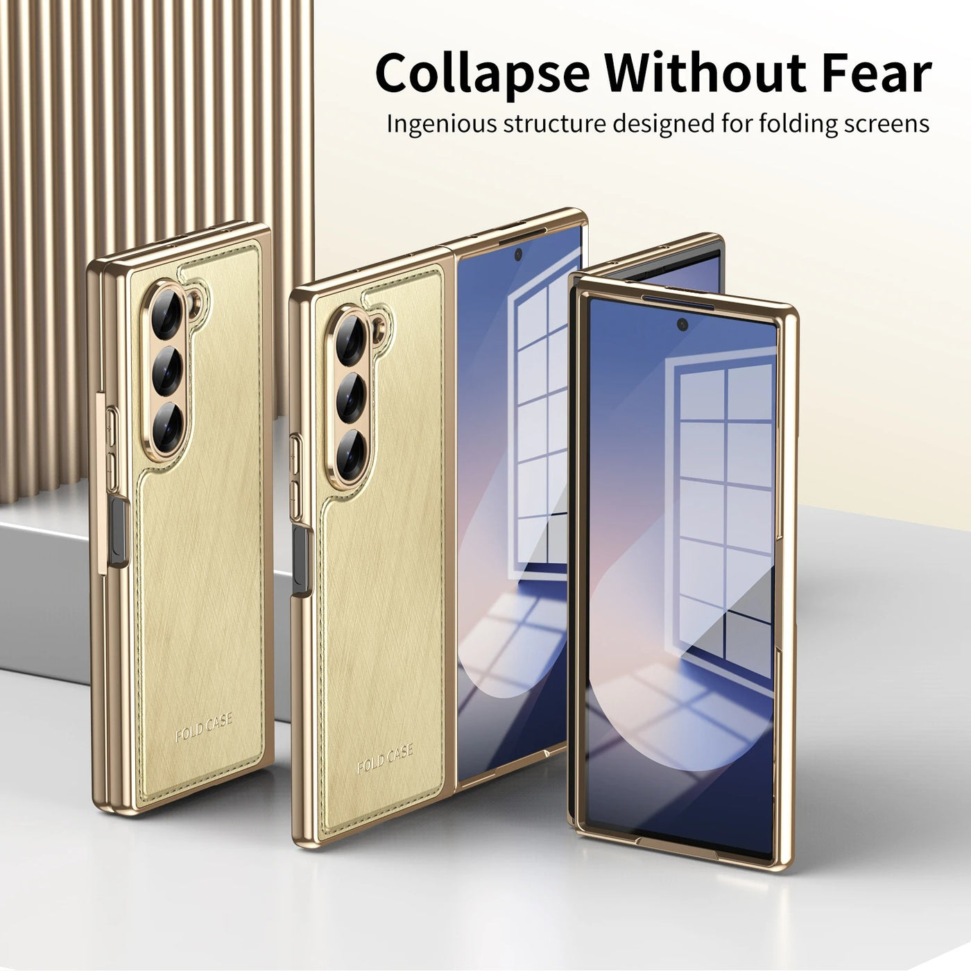 GoldFold Pro – Luxury Leather Z Fold Case with MagSafe & Hinge Protection