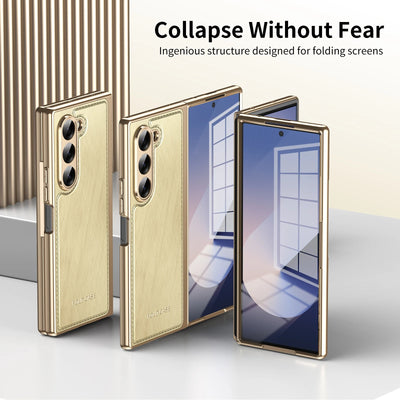 GoldFold Pro – Luxury Leather Z Fold Case with MagSafe & Hinge Protection