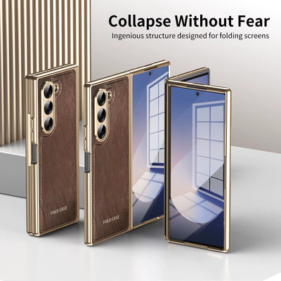 GoldFold Pro – Luxury Leather Z Fold Case with MagSafe & Hinge Protection