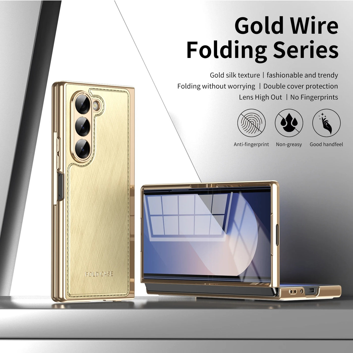 GoldFold Pro – Luxury Leather Z Fold Case with MagSafe & Hinge Protection
