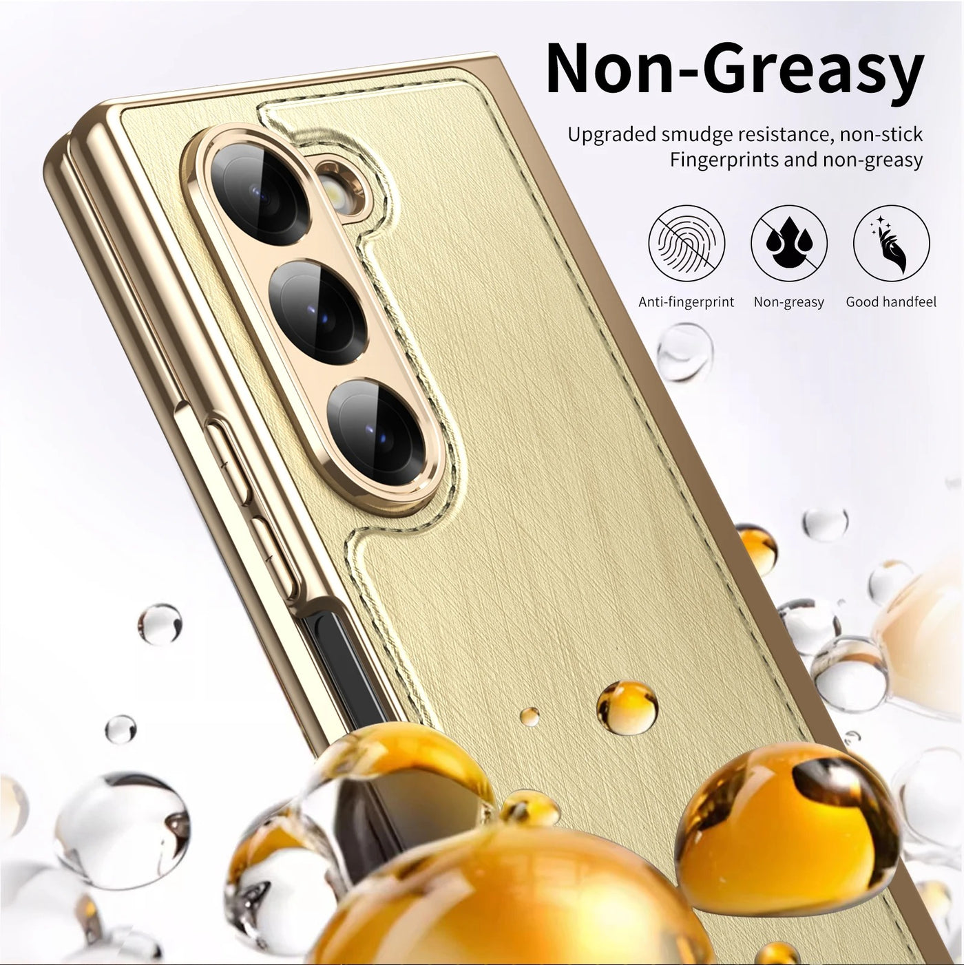 GoldFold Pro – Luxury Leather Z Fold Case with MagSafe & Hinge Protection