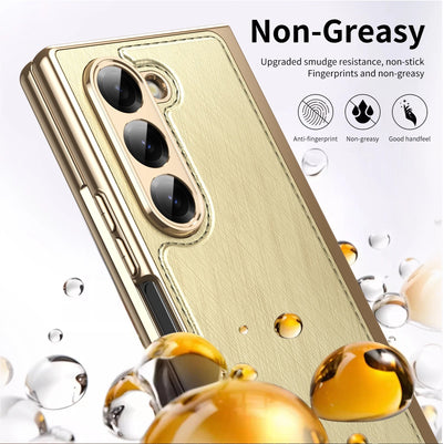 GoldFold Pro – Luxury Leather Z Fold Case with MagSafe & Hinge Protection