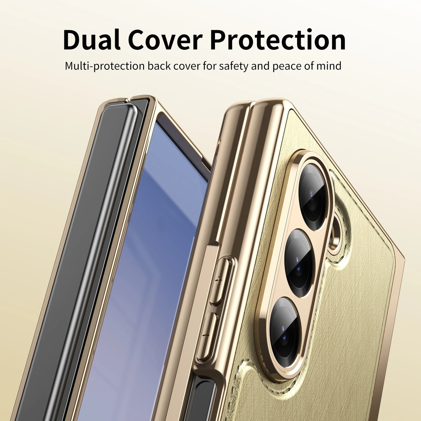 GoldFold Pro – Luxury Leather Z Fold Case with MagSafe & Hinge Protection