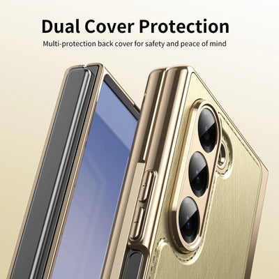 GoldFold Pro – Luxury Leather Z Fold Case with MagSafe & Hinge Protection