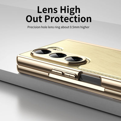 GoldFold Pro – Luxury Leather Z Fold Case with MagSafe & Hinge Protection