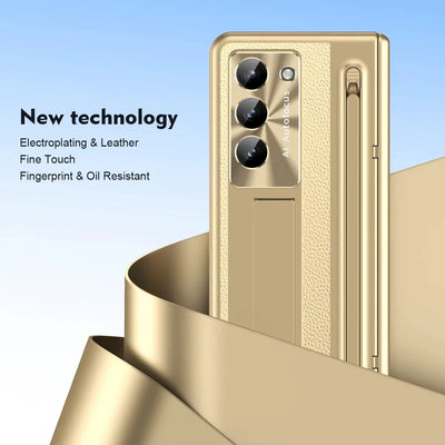 StarGlow Fold – Anti-Drop UV Gradient Case with Pen Slot
