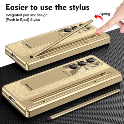 StarGlow Fold – Anti-Drop UV Gradient Case with Pen Slot