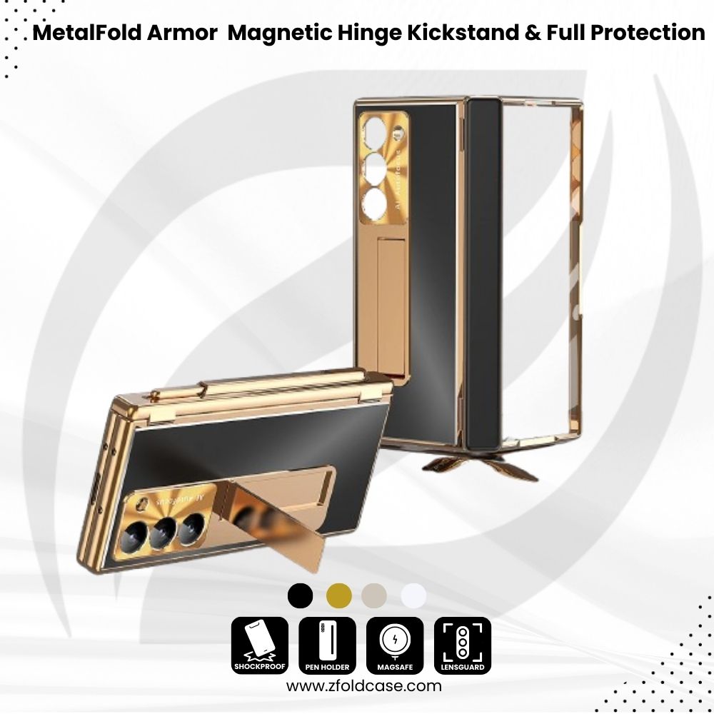 MetalFold Armor Z Fold 6,5,4 Magnetic Hinge Kickstand & Full Protection Case