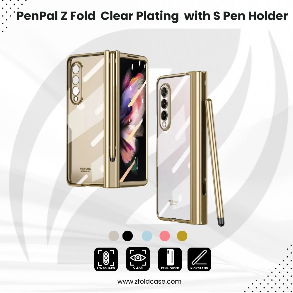 Zfold clear plating case with s pen holder