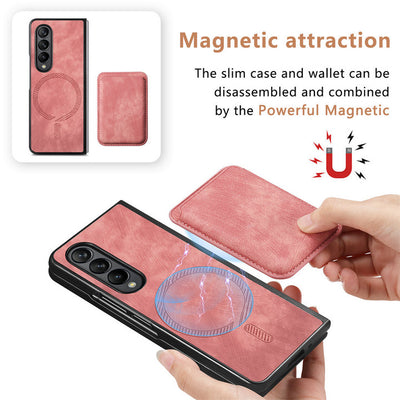 FlexWallet Magnetic  Z Fold 6 – Slim Leather Wallet & Detachable Design Case