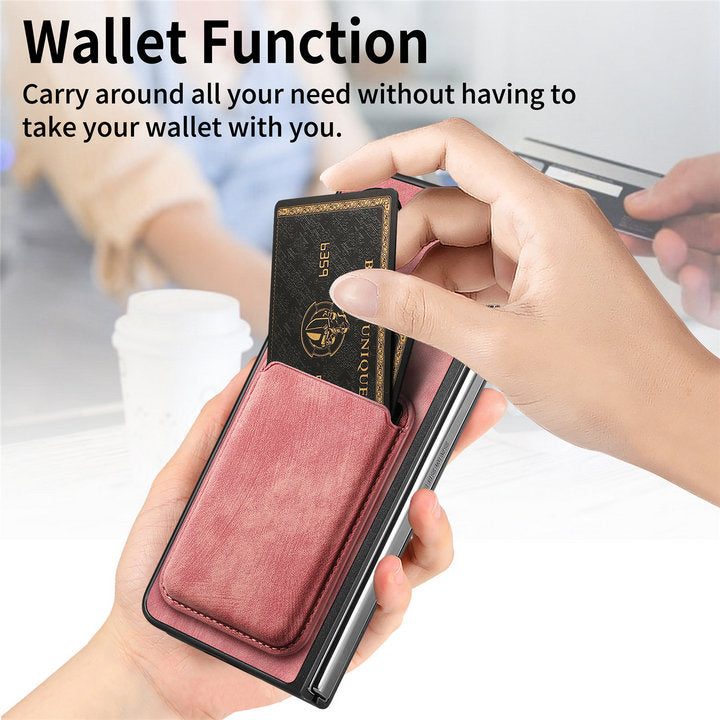 FlexWallet Magnetic  Z Fold 6 – Slim Leather Wallet & Detachable Design Case