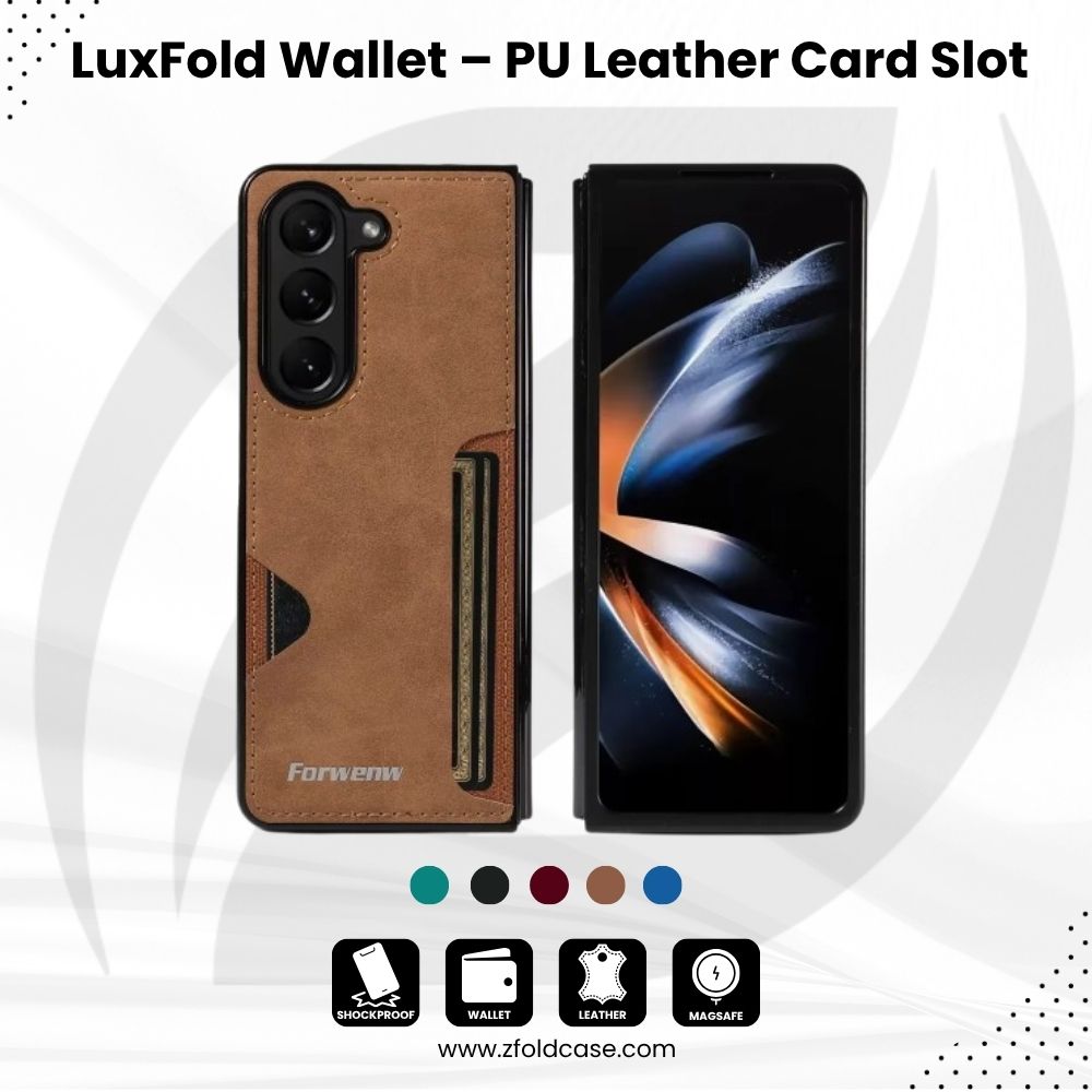 LuxFold Wallet – PU Leather Card Slot Case for Z Fold 6,5,4,3