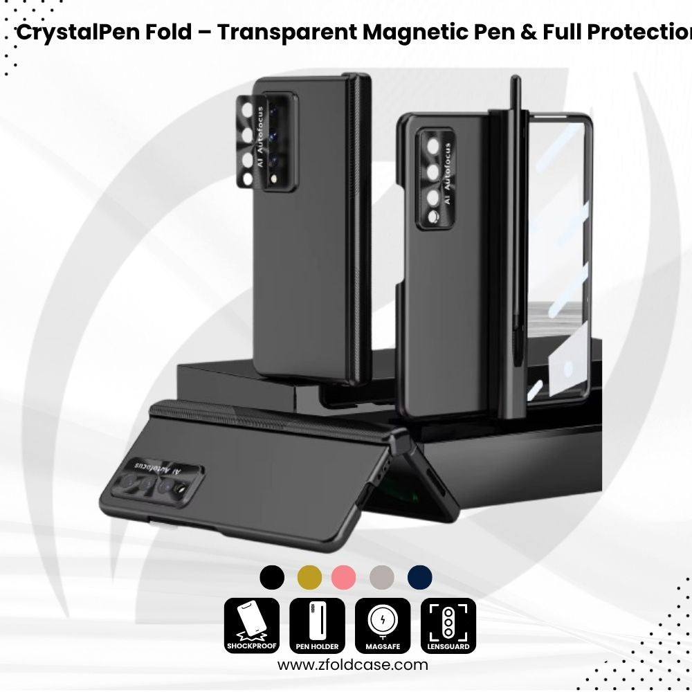 CrystalPen Fold – Transparent Magnetic Case with S Pen & Full Protection for Z Fold 6,5,4,3