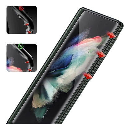 Hydrogel Film and Screen Protector with No Edge Lift Design