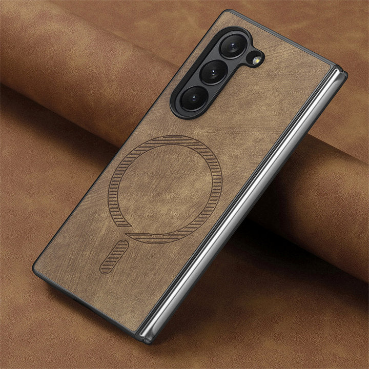 magnetic z fold case brown