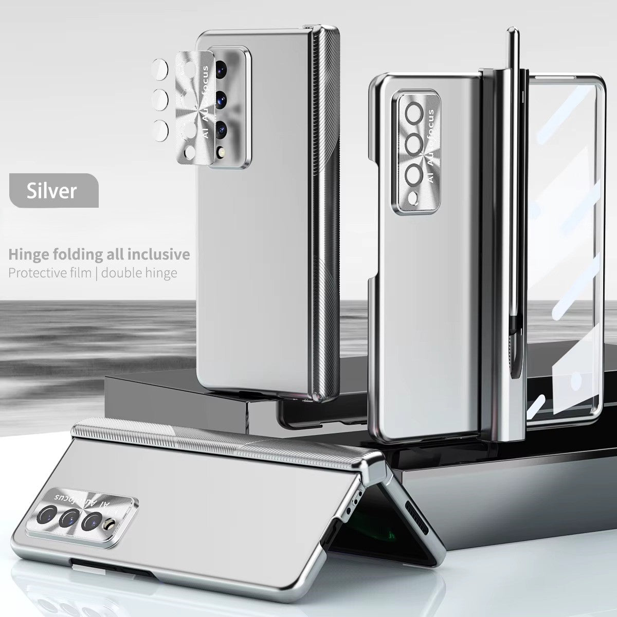 CrystalPen Fold – Transparent Magnetic Case with S Pen & Full Protection for Z Fold 6,5,4,3